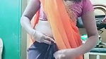 Swathi naidu sexy and romantic seducing in orange saree