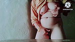 The sensual, big-breasted Desi girl is caressing herself with her fingers while showing off her hot and sexy body