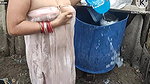 Anita yadav bathing outside with hot boobs